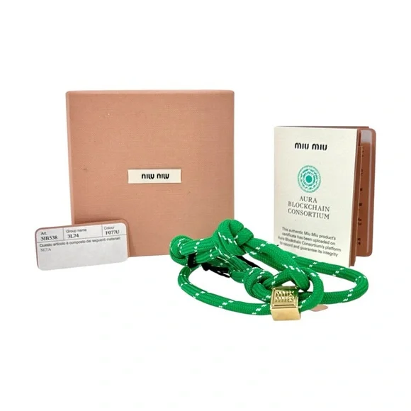 Miu Miu NIB NWT Green & White Cord Rope Bracelet / Anklet - Picture 5 of 9